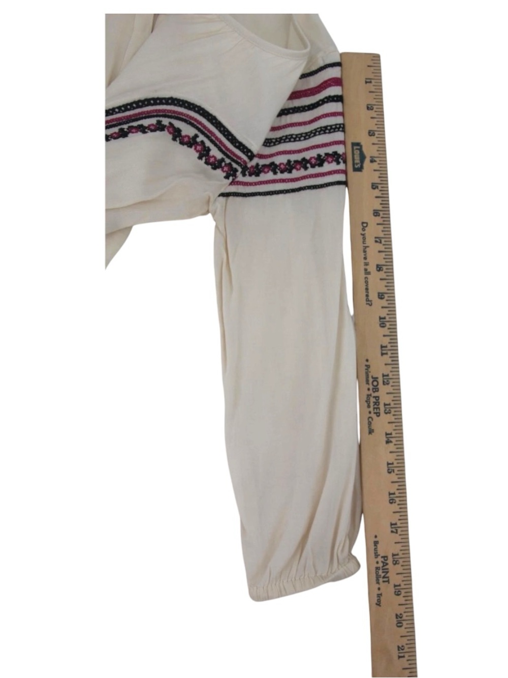 American Eagle Bohemian Flowy Sleeve Peasant Embroidered Summer Top Sz Small - Picture 9 of 10